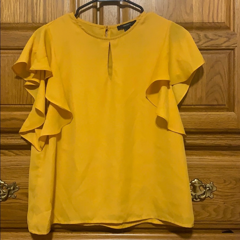 Mustard/Yellow Short-Sleeve Blouse